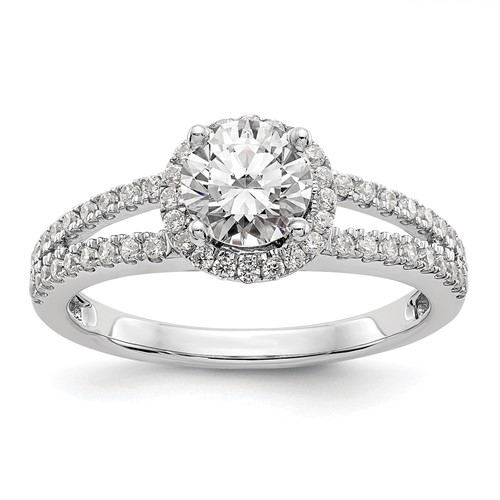14K White Gold 0.33 Carat Lab Grown Diamond VS SI+ G+ 0.75 Carat Center Round Semi Mount Engagement Ring