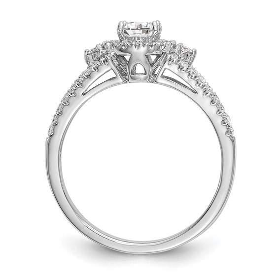 14K White Gold Round Diamond Semi-Mount Halo Engagement Ring