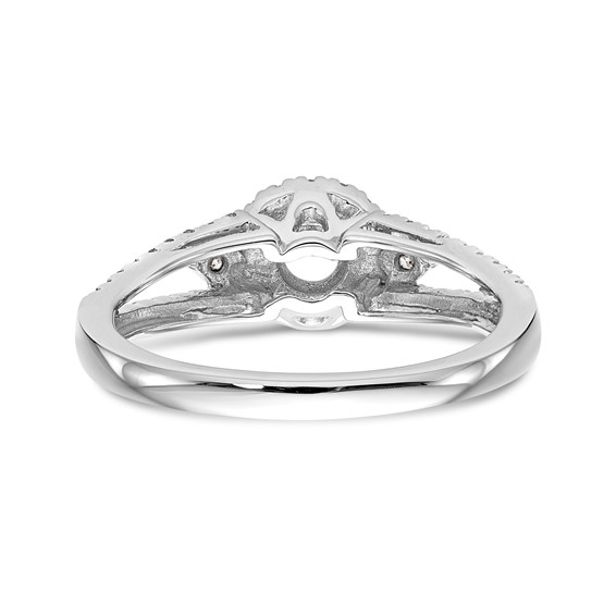 14K White Gold Round Diamond Semi-Mount Halo Engagement Ring