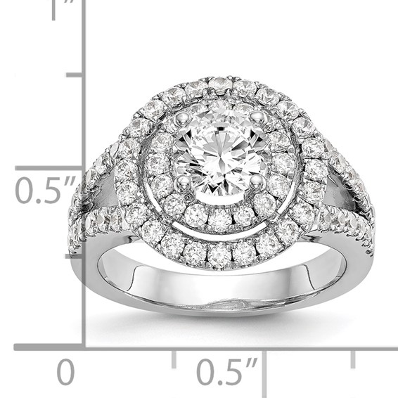 14KW Round Diamond Semi-Mount Double Halo Engagement Ring