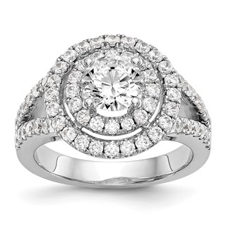 14KW Round Diamond Semi-Mount Double Halo Engagement Ring