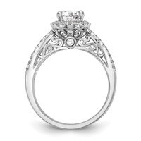 14K White Gold 0.62 Carat Lab Grown Diamond VS SI+ G+ 1 Carat Center Round Semi Mount Halo Engagement Ring view 2