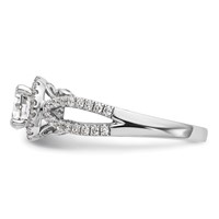 14K White Gold 0.62 Carat Lab Grown Diamond VS SI+ G+ 1 Carat Center Round Semi Mount Halo Engagement Ring view 4