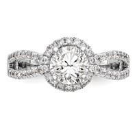 14K White Gold 0.62 Carat Lab Grown Diamond VS SI+ G+ 1 Carat Center Round Semi Mount Halo Engagement Ring view 5