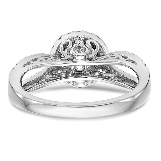 14k White Gold 5/8 carat Lab Grown Diamond VS/SI+ G+ 1 carat Center Round Semi Mount Halo Engagement Ring
