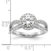 14K White Gold 0.62 Carat Lab Grown Diamond VS SI+ G+ 1 Carat Center Round Semi Mount Halo Engagement Ring view 3