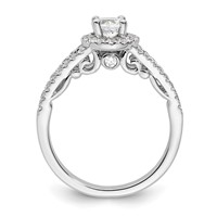 14K White Gold 1 Carat Lab Grown Diamond VS SI+ G+ Complete Round Halo Engagement Ring view 2