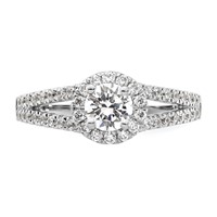 14K White Gold 1 Carat Lab Grown Diamond VS SI+ G+ Complete Round Halo Engagement Ring view 4