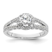 14K White Gold 1 Carat Lab Grown Diamond VS SI+ G+ Complete Round Halo Engagement Ring view 1