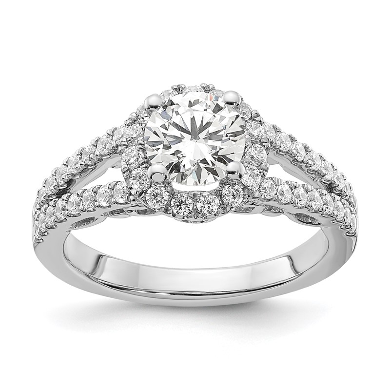 14kw Round Lab Grown Diamond VS/SI+ G+ Halo Complete Engagement Ring