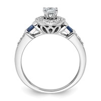 14K White Gold 0.50 Carat Lab Grown Diamond VS SI+ G+ and Created Sapphire Complete Round Halo Engagement Ring view 2