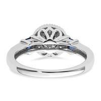 14K White Gold 0.50 Carat Lab Grown Diamond VS SI+ G+ and Created Sapphire Complete Round Halo Engagement Ring view 5