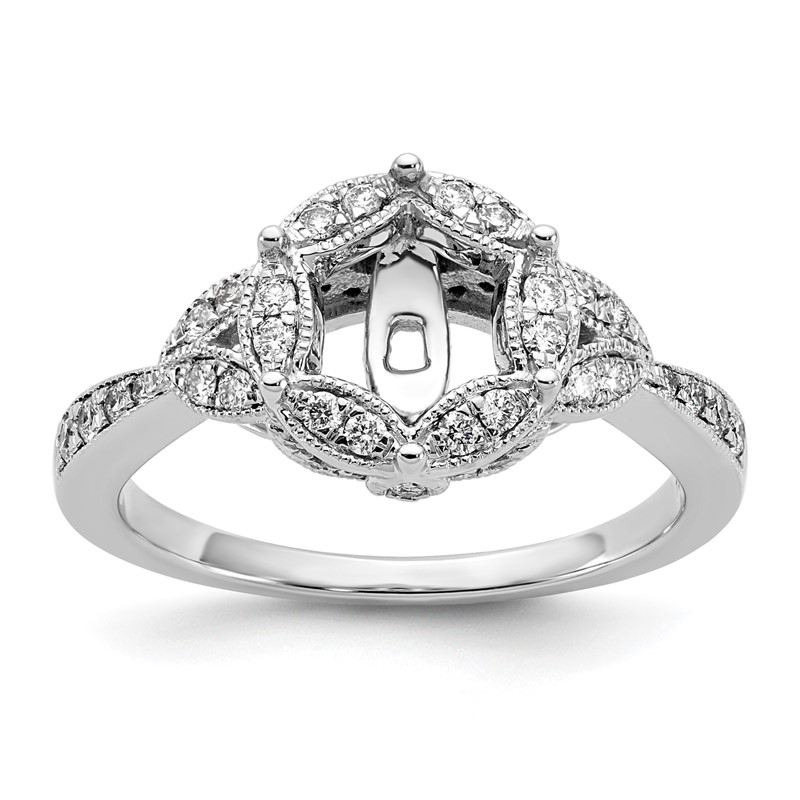 14K White Gold Lab Grown Dia VS/SI+ G+ Peg Set Semi-mount Eng Ring