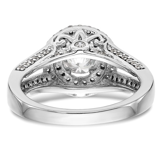 14K White Gold Round Diamond Semi-Mount Halo Engagement Ring