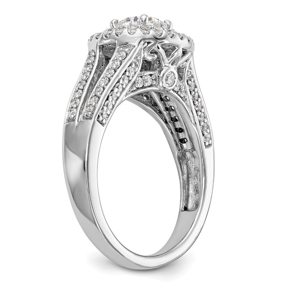 14K White Gold Round Diamond Semi-Mount Halo Engagement Ring