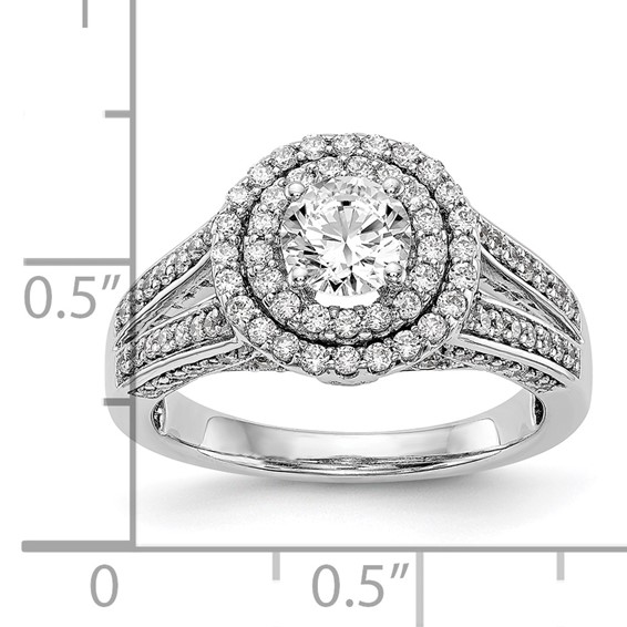 14K White Gold Round Diamond Semi-Mount Halo Engagement Ring