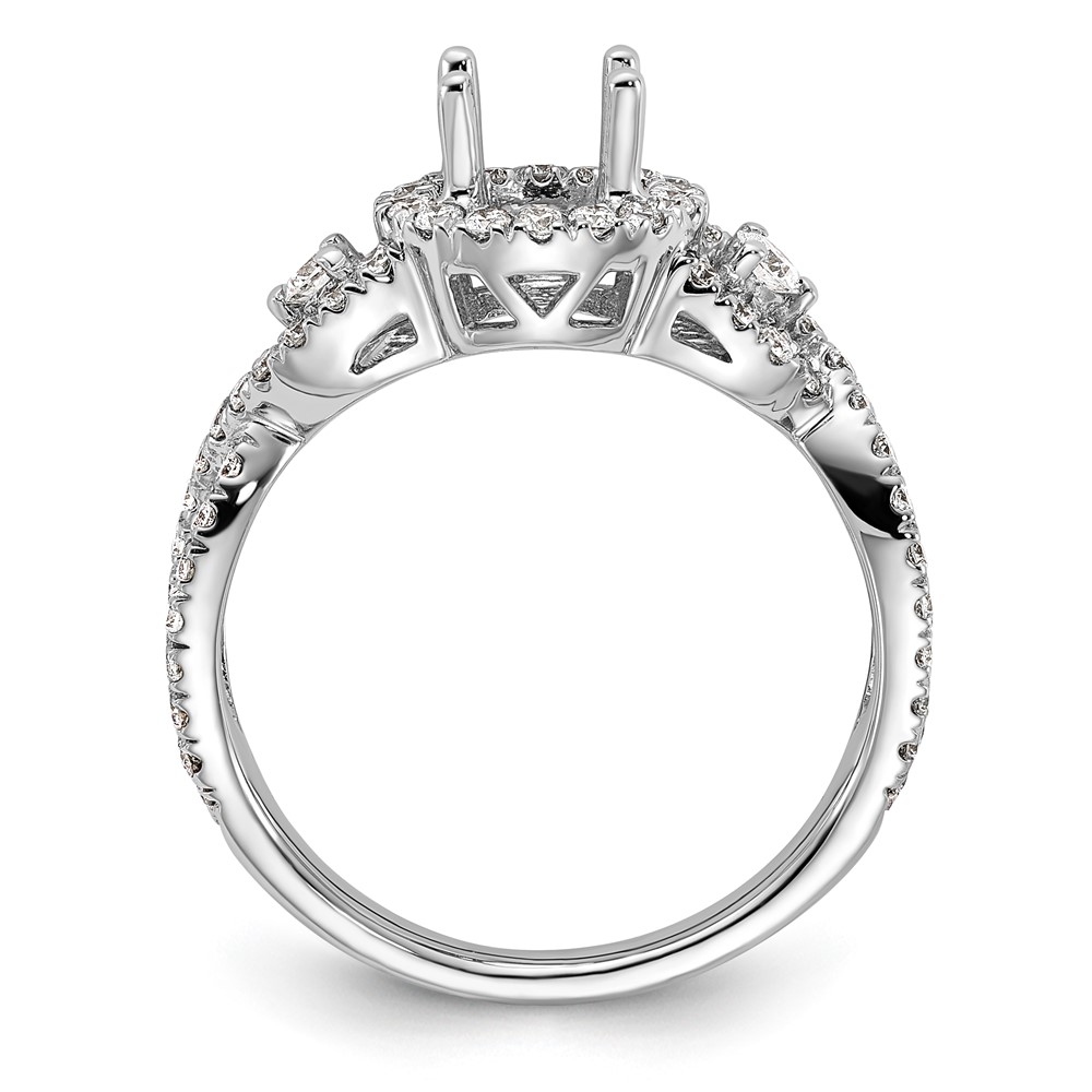 14k White Gold 3/4 carat Lab Grown Diamond VS/SI+ G+ 3/4 carat Center Round Semi Mount Engagement Ring (RM2167E-075-7WLG)