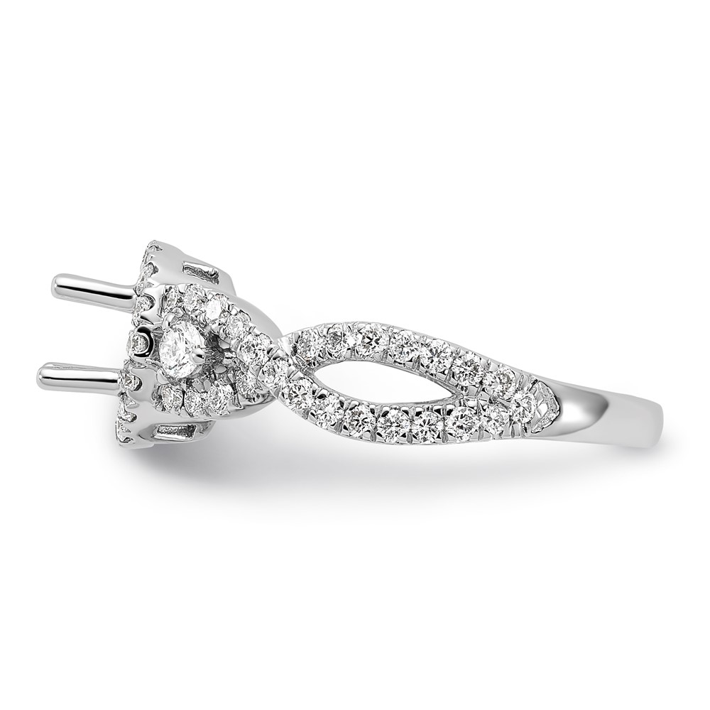 14k White Gold 3/4 carat Lab Grown Diamond VS/SI+ G+ 3/4 carat Center Round Semi Mount Engagement Ring (RM2167E-075-7WLG)