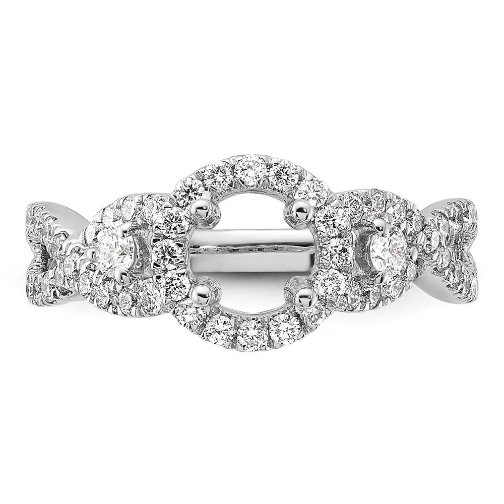 14k White Gold 3/4 carat Lab Grown Diamond VS/SI+ G+ 3/4 carat Center Round Semi Mount Engagement Ring (RM2167E-075-7WLG)