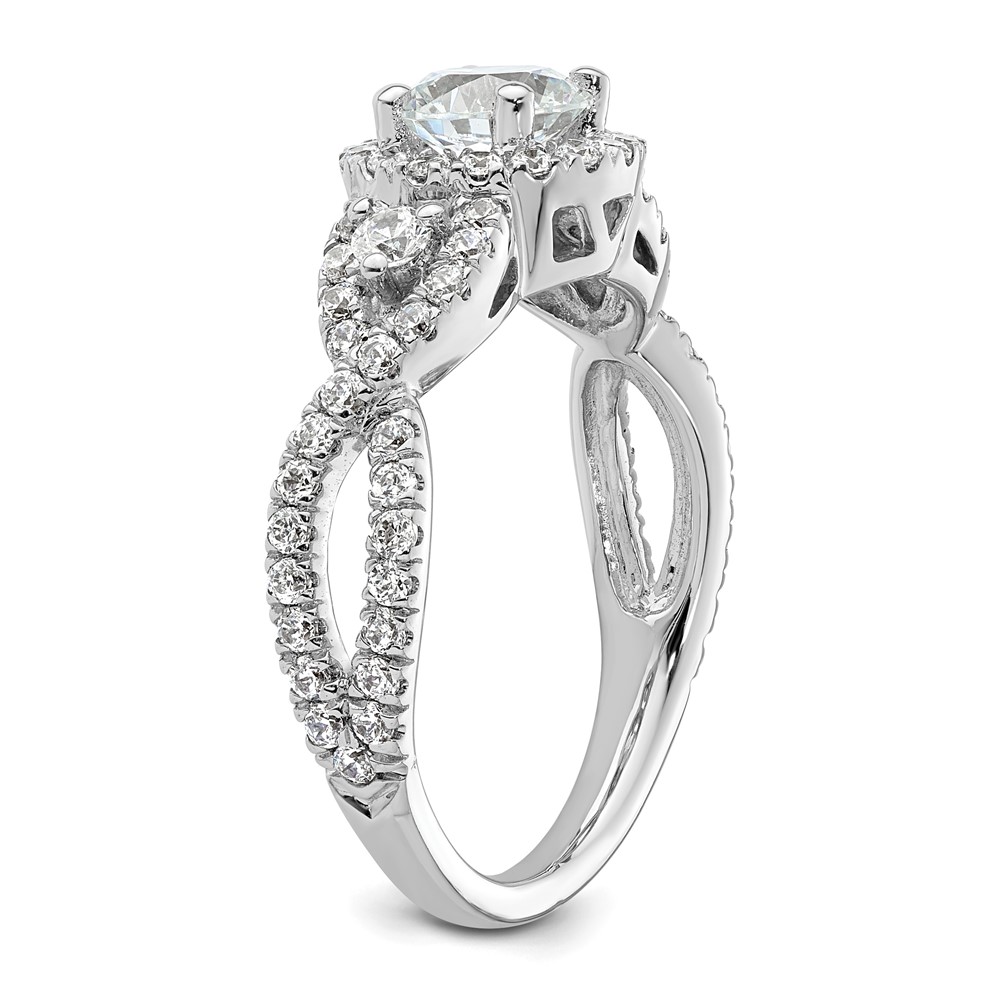 14k White Gold 3/4 carat Lab Grown Diamond VS/SI+ G+ 3/4 carat Center Round Semi Mount Engagement Ring (RM2167E-075-7WLG)