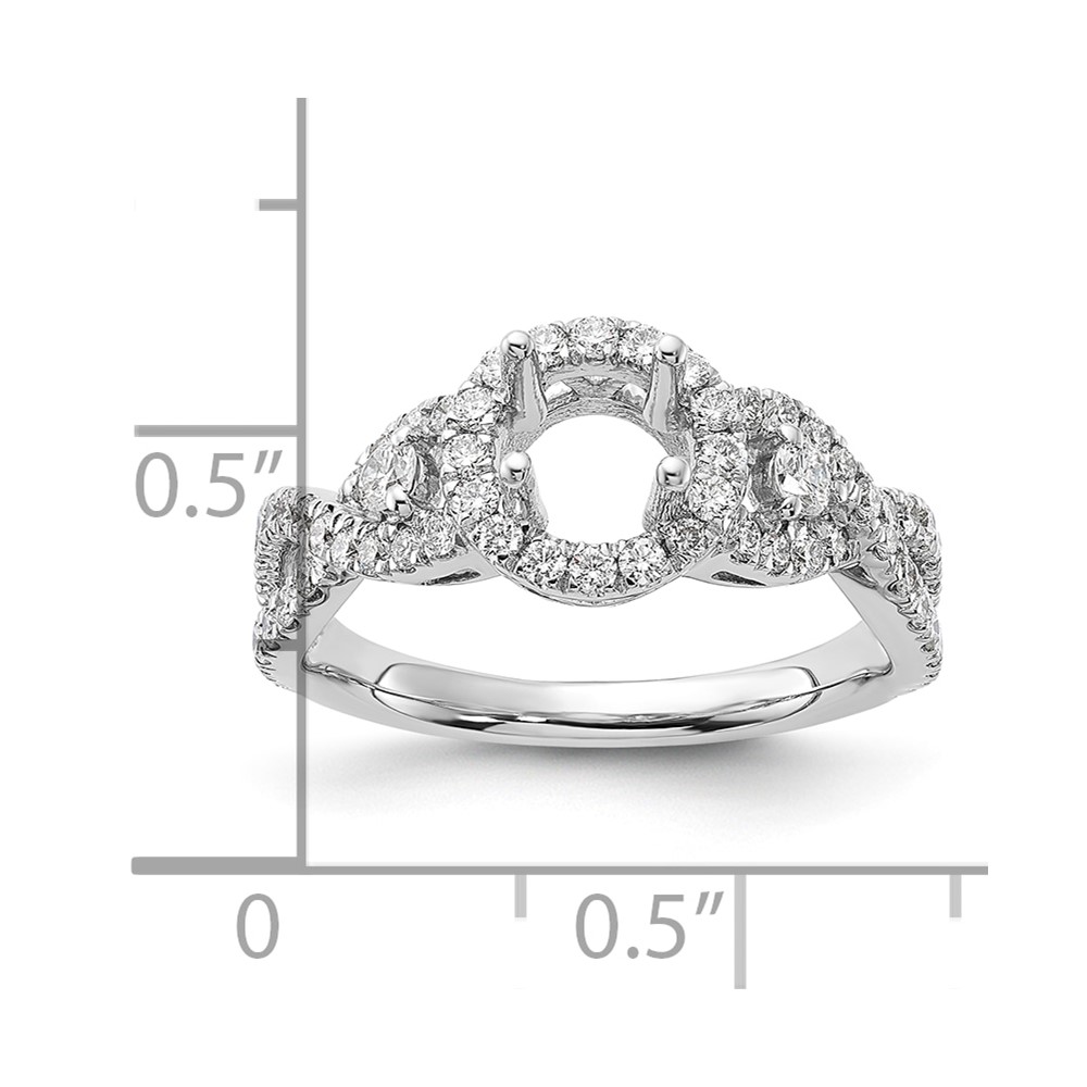 14k White Gold 3/4 carat Lab Grown Diamond VS/SI+ G+ 3/4 carat Center Round Semi Mount Engagement Ring (RM2167E-075-7WLG)