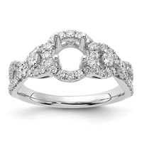 14K White Gold 0.75 Carat Lab Grown Diamond VS SI+ G+ 0.75 Carat Center Round Semi Mount Engagement Ring view 1