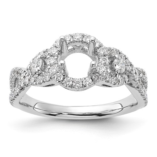 14K White Gold 0.75 Carat Lab Grown Diamond VS SI+ G+ 0.75 Carat Center Round Semi Mount Engagement Ring