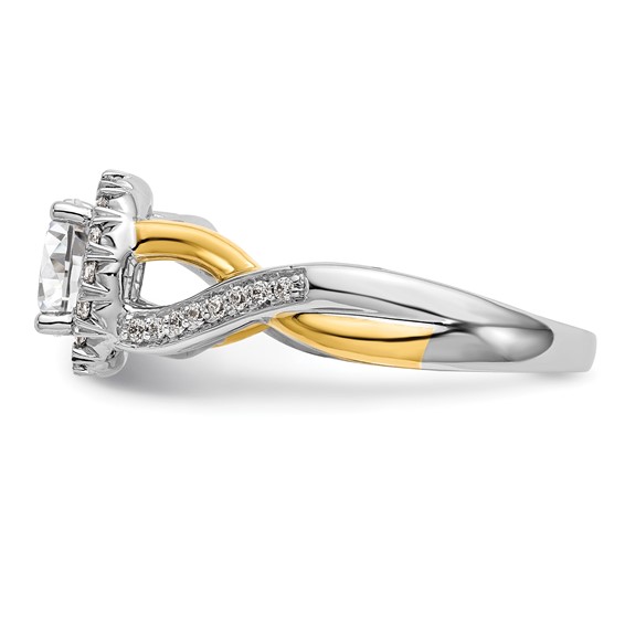 14K Yellow and White Gold Round Diamond Semi-Mount Halo Engagement Ring