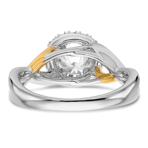 14K Yellow and White Gold Round Diamond Semi-Mount Halo Engagement Ring