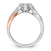 14K Two-Tone Rose and White Gold 0.25 Carat Lab Grown Diamond VS SI+ G+ Halo Semi Mount Peg Set Engagement Ring view 2