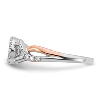 14K Two-Tone Rose and White Gold 0.25 Carat Lab Grown Diamond VS SI+ G+ Halo Semi Mount Peg Set Engagement Ring view 3