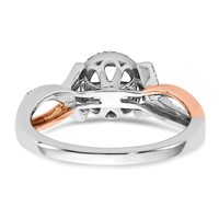 14K Two-Tone Rose and White Gold 0.25 Carat Lab Grown Diamond VS SI+ G+ Halo Semi Mount Peg Set Engagement Ring view 5