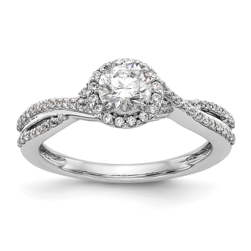 14K White Gold Lab Grown VS/SI+ G+ Dia Complete Halo Engagement Ring