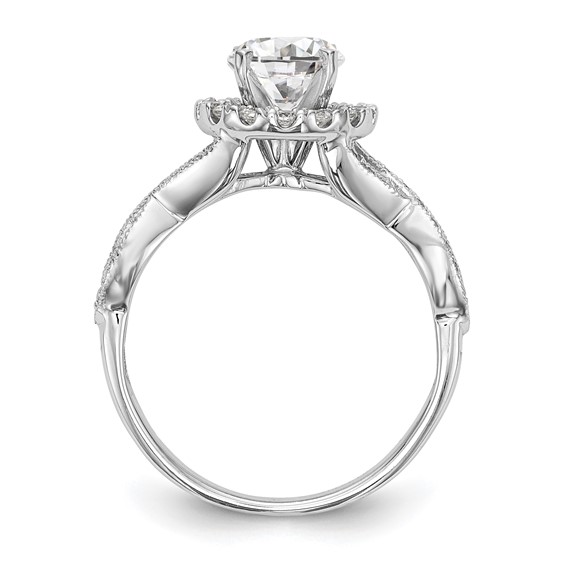 14K White Gold Peg Set Diamond Semi-Mount Halo Engagement Ring