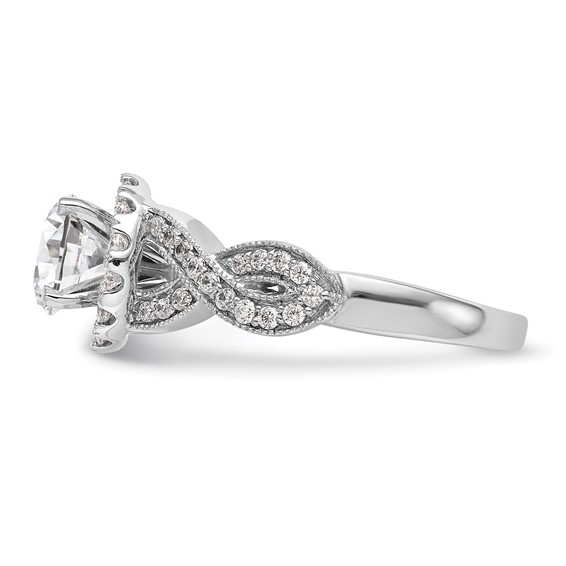 14K White Gold Peg Set Diamond Semi-Mount Halo Engagement Ring