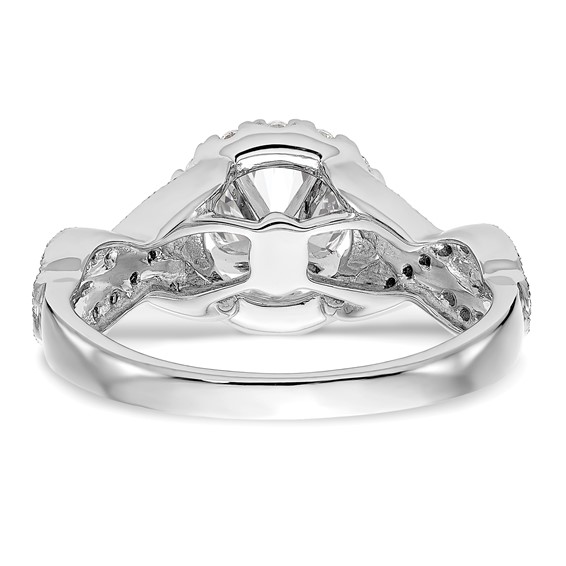 14K White Gold Peg Set Diamond Semi-Mount Halo Engagement Ring