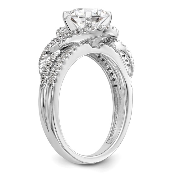 14K White Gold Halo Plus Peg Set 1/3 carat Diamond Semi-Mount Engagement Ring