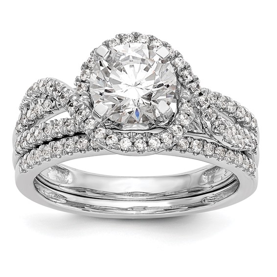 14K White Gold Halo Plus Peg Set 1/3 carat Diamond Semi-Mount Engagement Ring