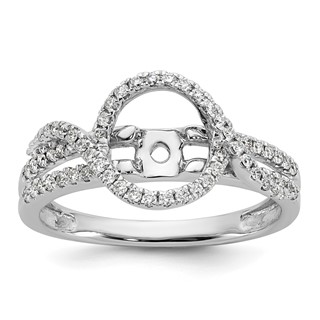 14K White Gold Halo Plus Peg Set 1/3 carat Diamond Semi-Mount Engagement Ring