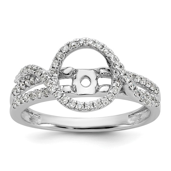 14K White Gold Halo Plus Peg Set 1/3 carat Diamond Semi-Mount Engagement Ring