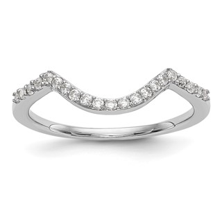 14k White Gold 1/6 carat Diamond Contoured Complete Wedding Band