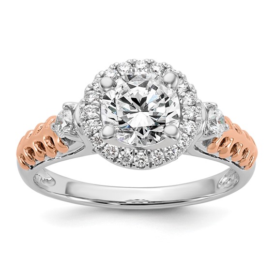 14K Two-tone Halo Plus Peg Set 1/4 carat Diamond Semi-Mount Engagement Ring