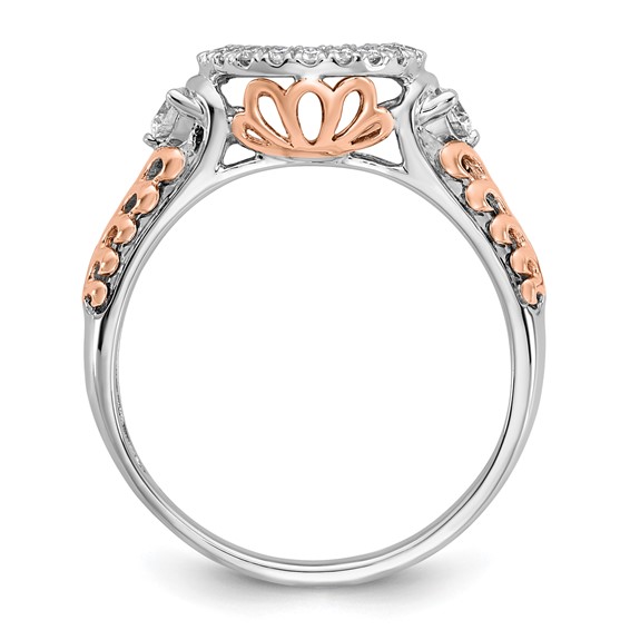 14K Two-tone Halo Plus Peg Set 1/4 carat Diamond Semi-Mount Engagement Ring