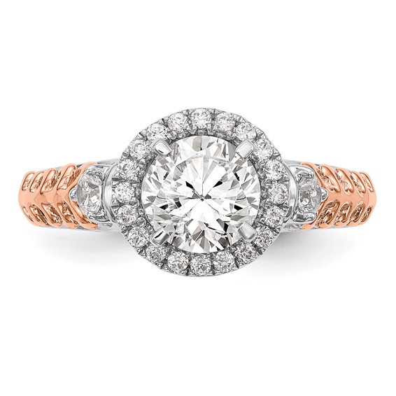 14K Two-tone Halo Plus Peg Set 1/4 carat Diamond Semi-Mount Engagement Ring