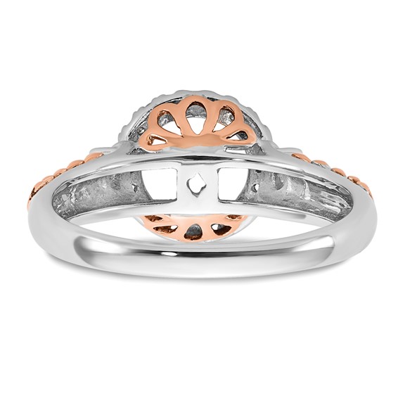 14K Two-tone Halo Plus Peg Set 1/4 carat Diamond Semi-Mount Engagement Ring