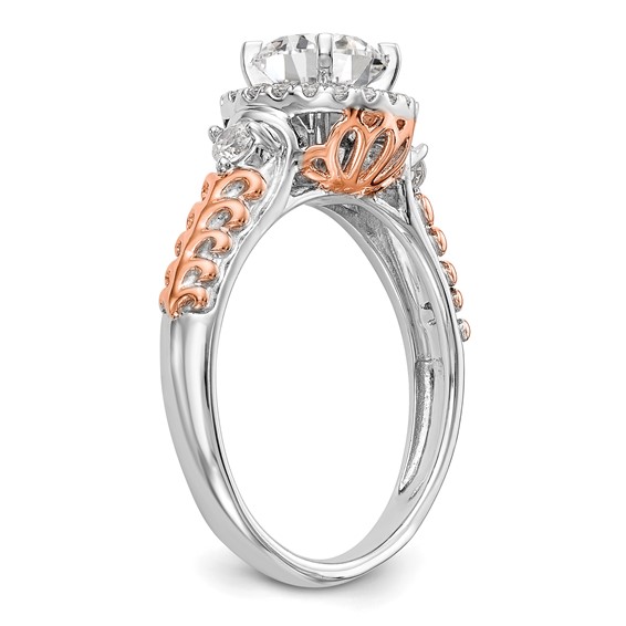 14K Two-tone Halo Plus Peg Set 1/4 carat Diamond Semi-Mount Engagement Ring