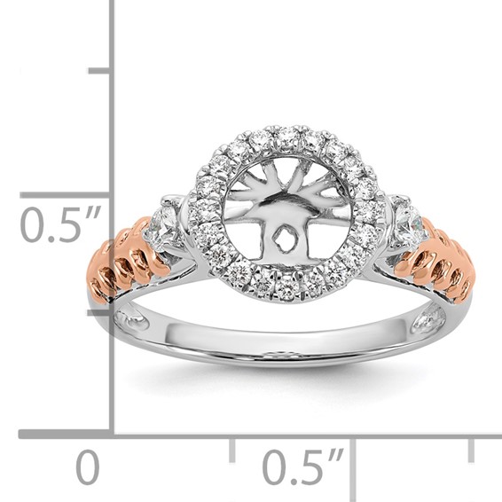 14K Two-tone Halo Plus Peg Set 1/4 carat Diamond Semi-Mount Engagement Ring