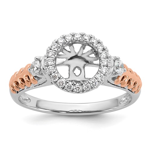 14K Two-tone Halo Plus Peg Set 1/4 carat Diamond Semi-Mount Engagement Ring