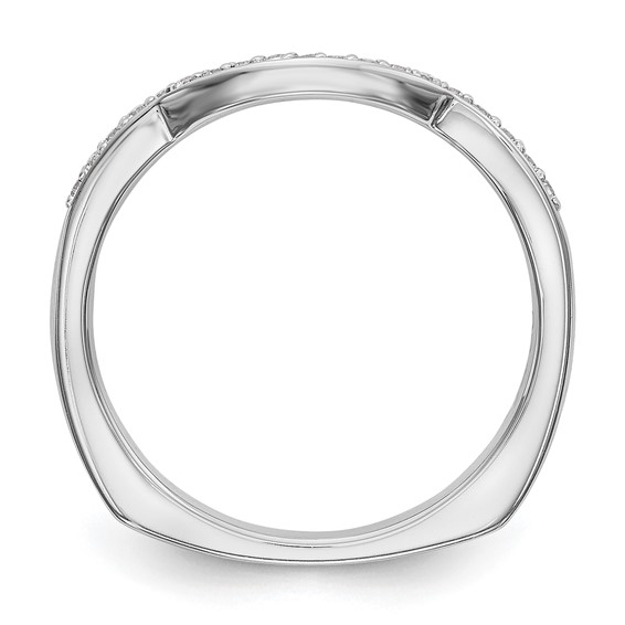 14k White Gold 1/10 carat Diamond Contoured Complete Wedding Band