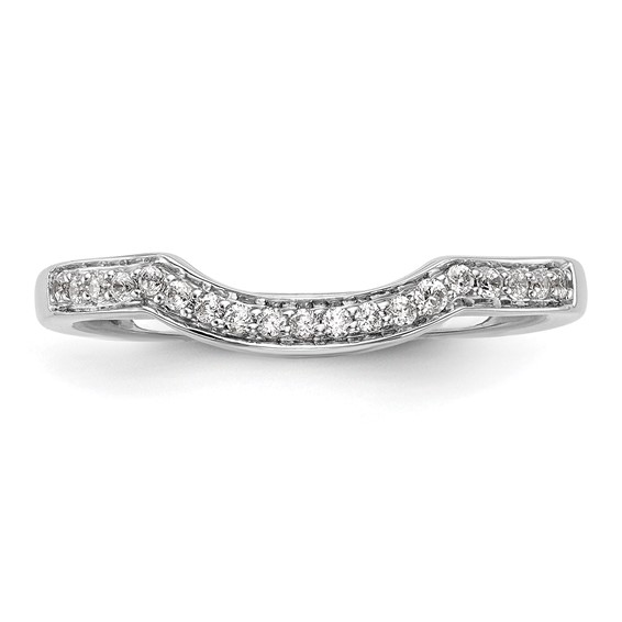14k White Gold 1/10 carat Diamond Contoured Complete Wedding Band